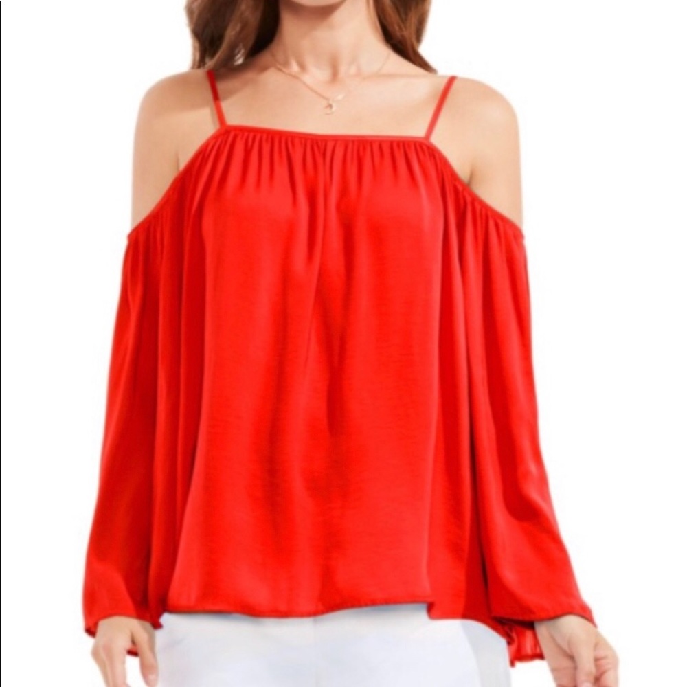 Vince Camuto rumple cold shoulder blouse